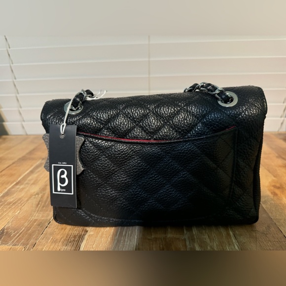 Black caviar single flap quilted bag with red lining designer bag by Virsa bag - Picture 3 of 9